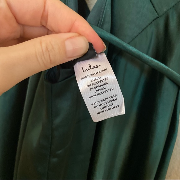 Forest Green Satin Wrap Backless Slip Dress 🌿 - Picture 13 of 16